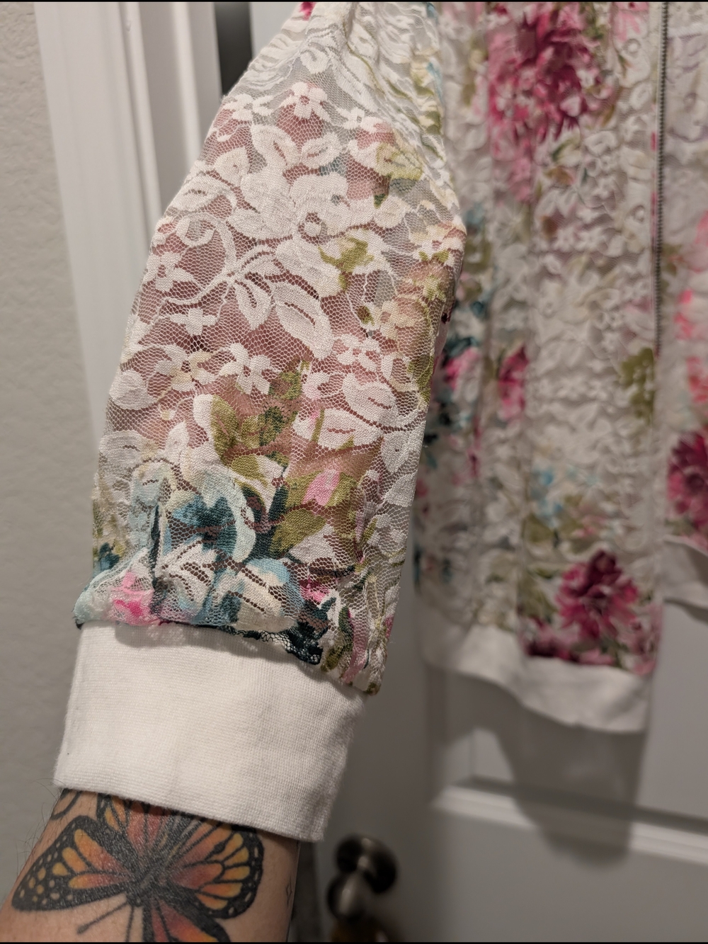 Torrid White Floral Lace Zip-Up Sweater - Picture 2 of 9